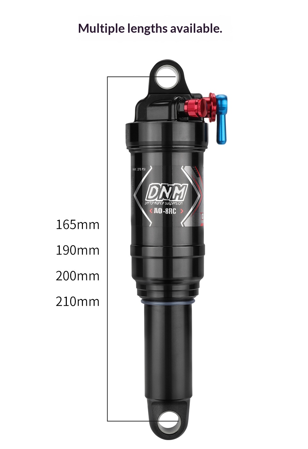 DNM AO-8RC Air Rear Shock Absorber, 3-Position Lockout MTB Soft Tail Bicycle Suspension, Rebound Damping Adjustable