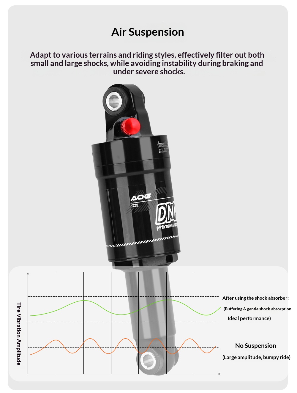DNM AO-6 Air Rear Shock Absorber AO-6 Bicycle Suspension 100/125/150/165/190mm for Folding Bike Scooter MTB rear shocks