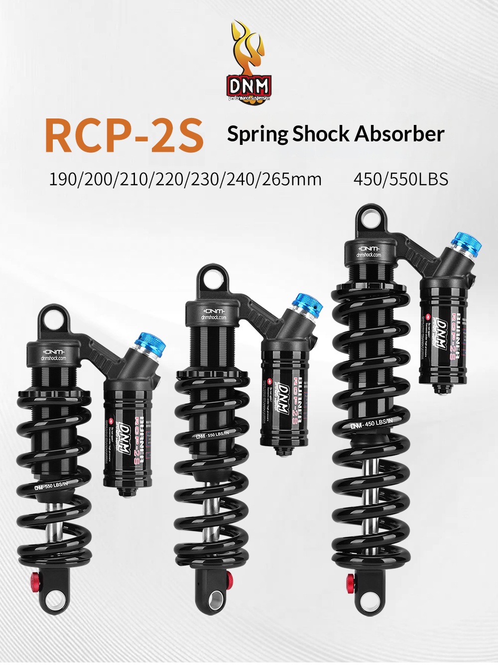 DNM RCP2S Coil Rear Shock Absorber RCP2S 190/200/210/220/230/240/265mm for MTB E-Bike Electric Motorcycle rear shocks