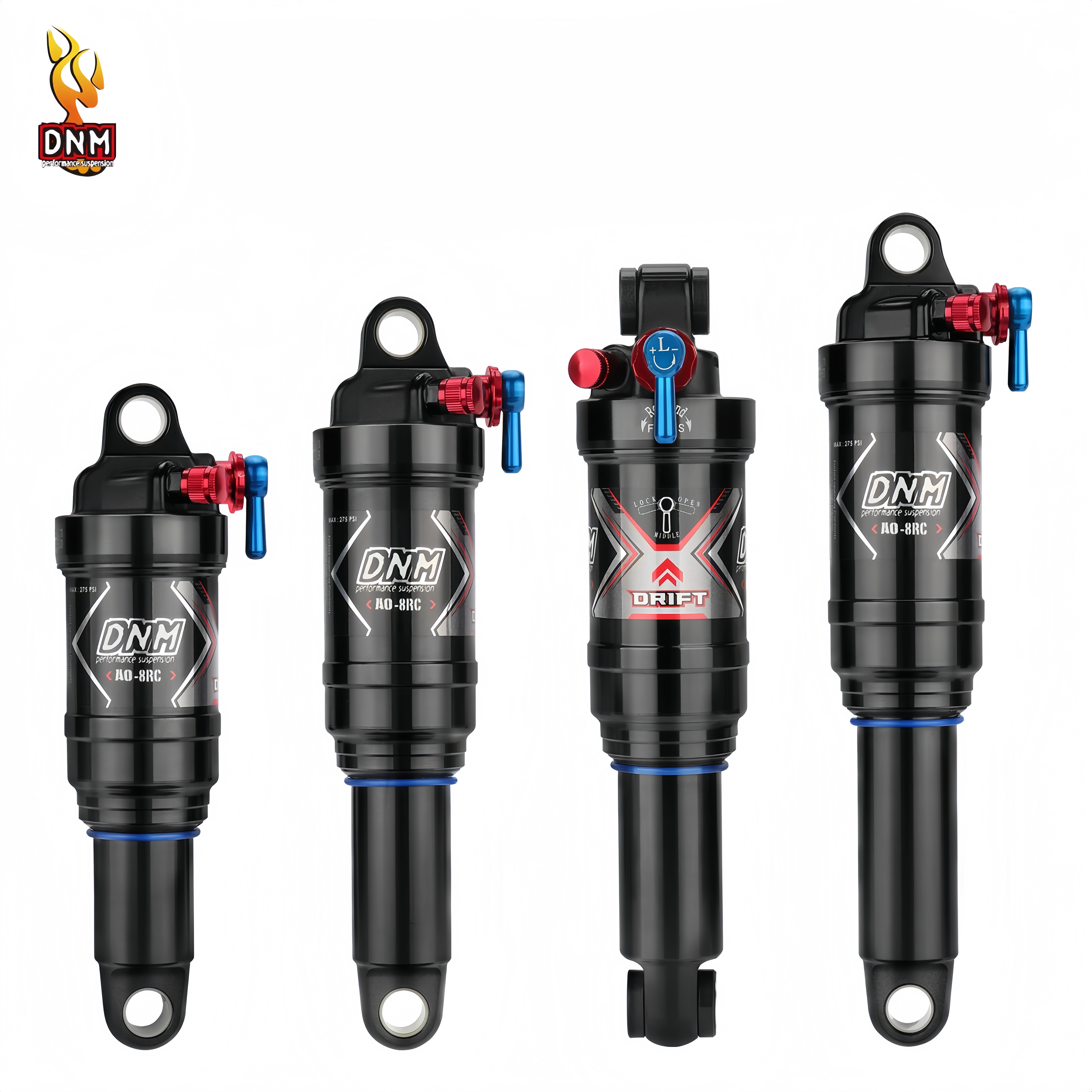 DNM AO-8RC Air Rear Shock Absorber, 3-Position Lockout MTB Soft Tail Bicycle Suspension, Rebound Damping Adjustable