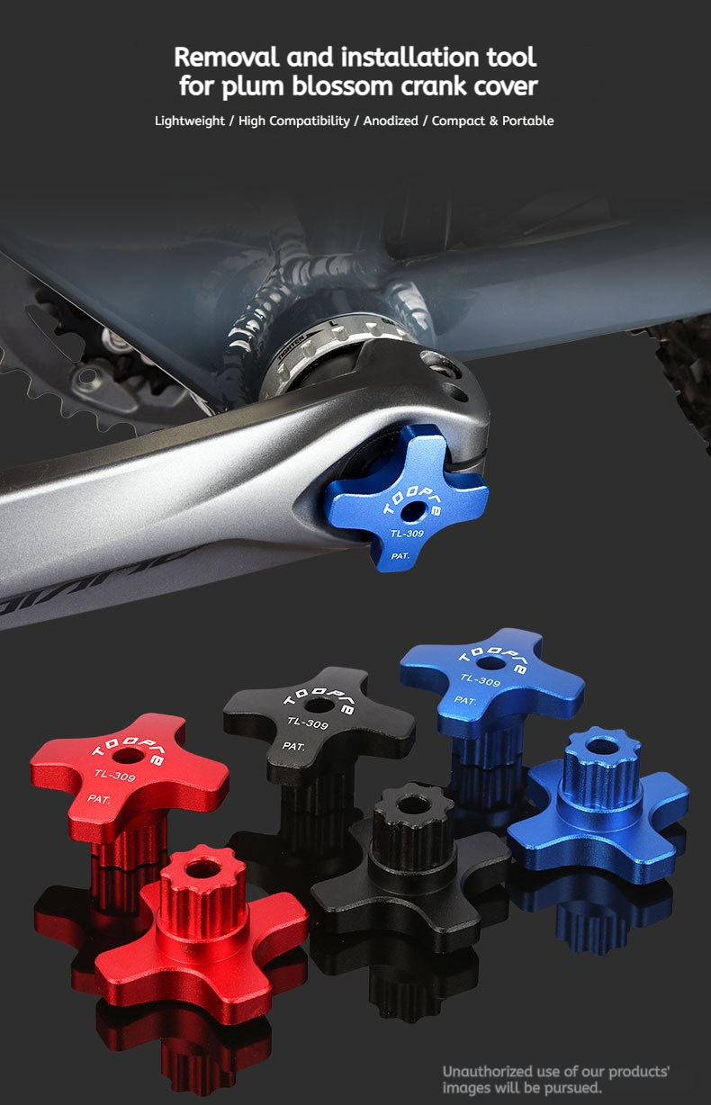 TOOPRE TL-309 Plum Crank Cover Removal and Installation Tool, Aluminum Alloy Bicycle Crank Cap Tool for MTB and Road