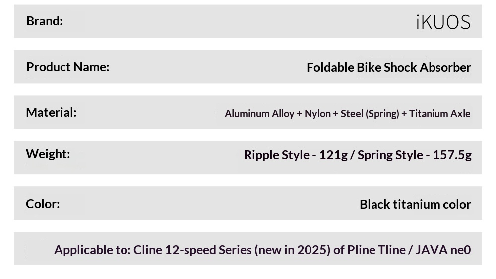 iKUOS-(Pline) Titanium Axle Rear Shock Absorber for Brompton T Line P Line C Line 12-speed JAVA Neo Folding Bike rear