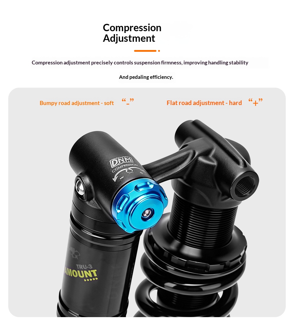 DNM TRU-3 Trunnion Coil Rear Shock Absorber, 185/205mm 450/550LBS with 24mm Bushing rear shocks, Aluminum Alloy