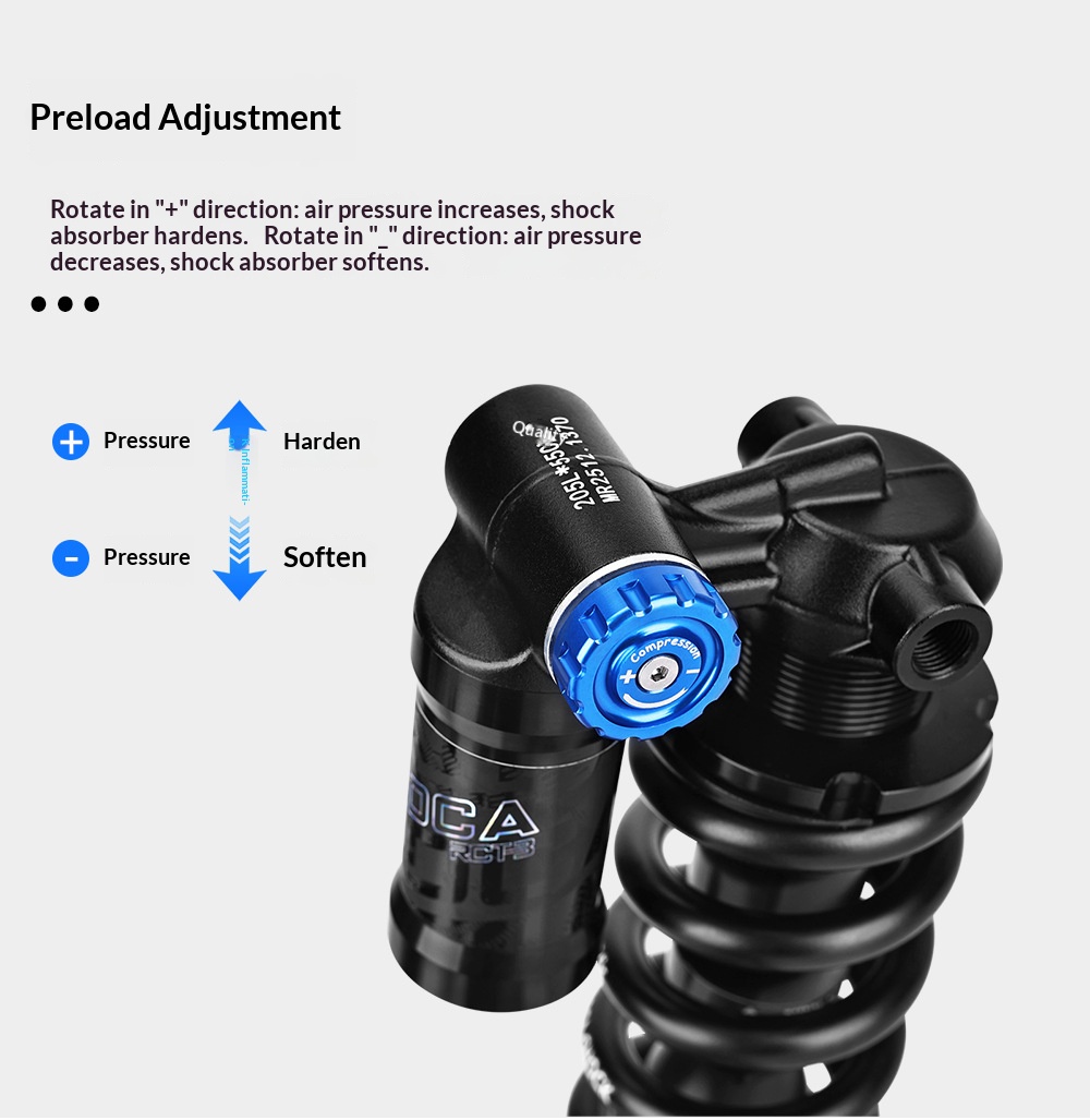 MEROCA-RCT-3 Trunnion Coil Rear Shock Absorber 550LBS 185/205mm with Damping Adjustment for MTB Soft Tail Bike rear
