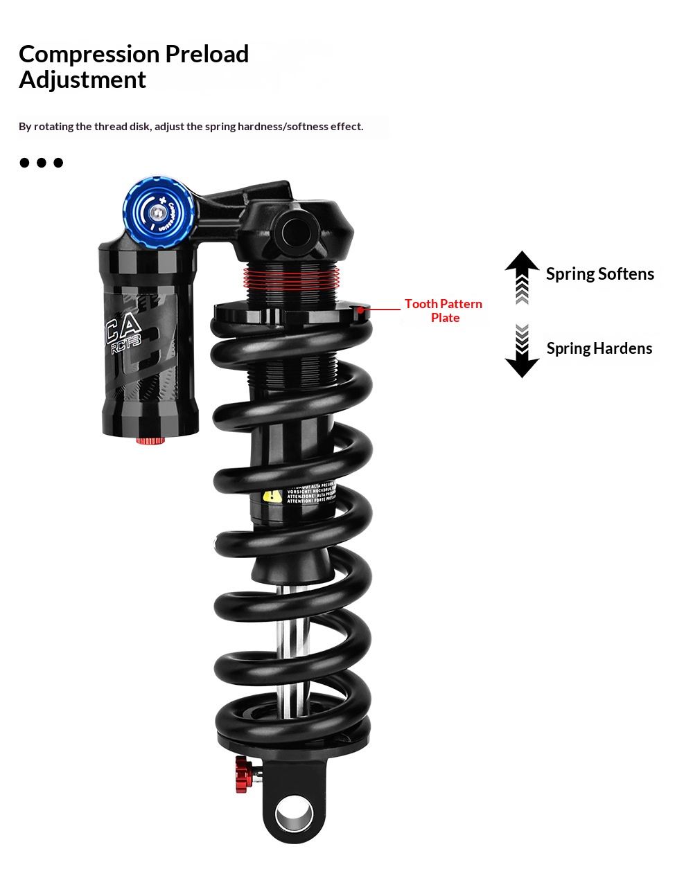 MEROCA-RCT-3 Trunnion Coil Rear Shock Absorber 550LBS 185/205mm with Damping Adjustment for MTB Soft Tail Bike rear