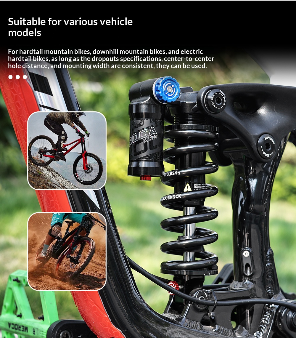 MEROCA-RCT-3 Trunnion Coil Rear Shock Absorber 550LBS 185/205mm with Damping Adjustment for MTB Soft Tail Bike rear