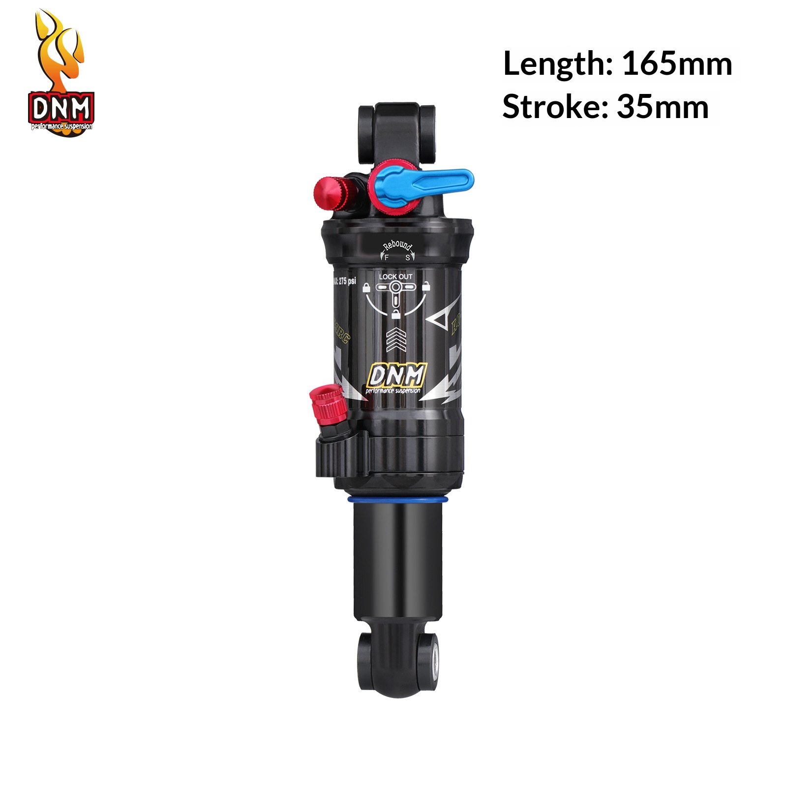 DNM-AO-39RC Air Rear Shock Absorber for MTB Full Suspension Downhill Bikes, 165/190/200mm rear shocks