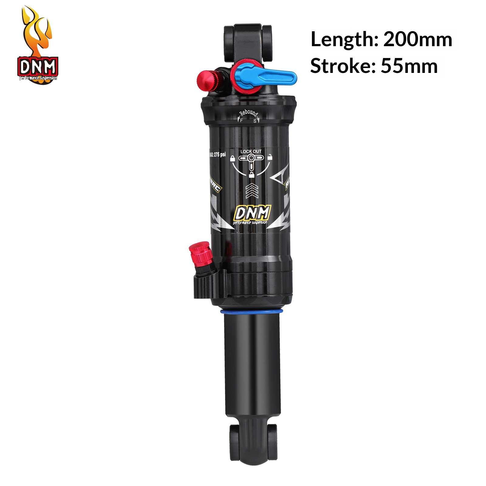 DNM-AO-39RC Air Rear Shock Absorber for MTB Full Suspension Downhill Bikes, 165/190/200mm rear shocks