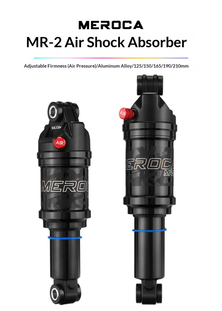 MEROCA MR-2 Air Rear Shock Absorber for MTB Full Suspension Bike, 125/150/165/190/210mm, 24mm Bushings