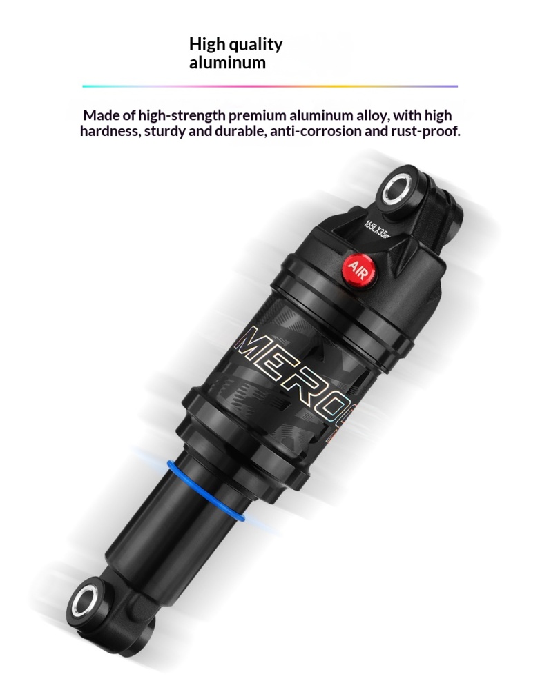 MEROCA MR-2 Air Rear Shock Absorber for MTB Full Suspension Bike, 125/150/165/190/210mm, 24mm Bushings