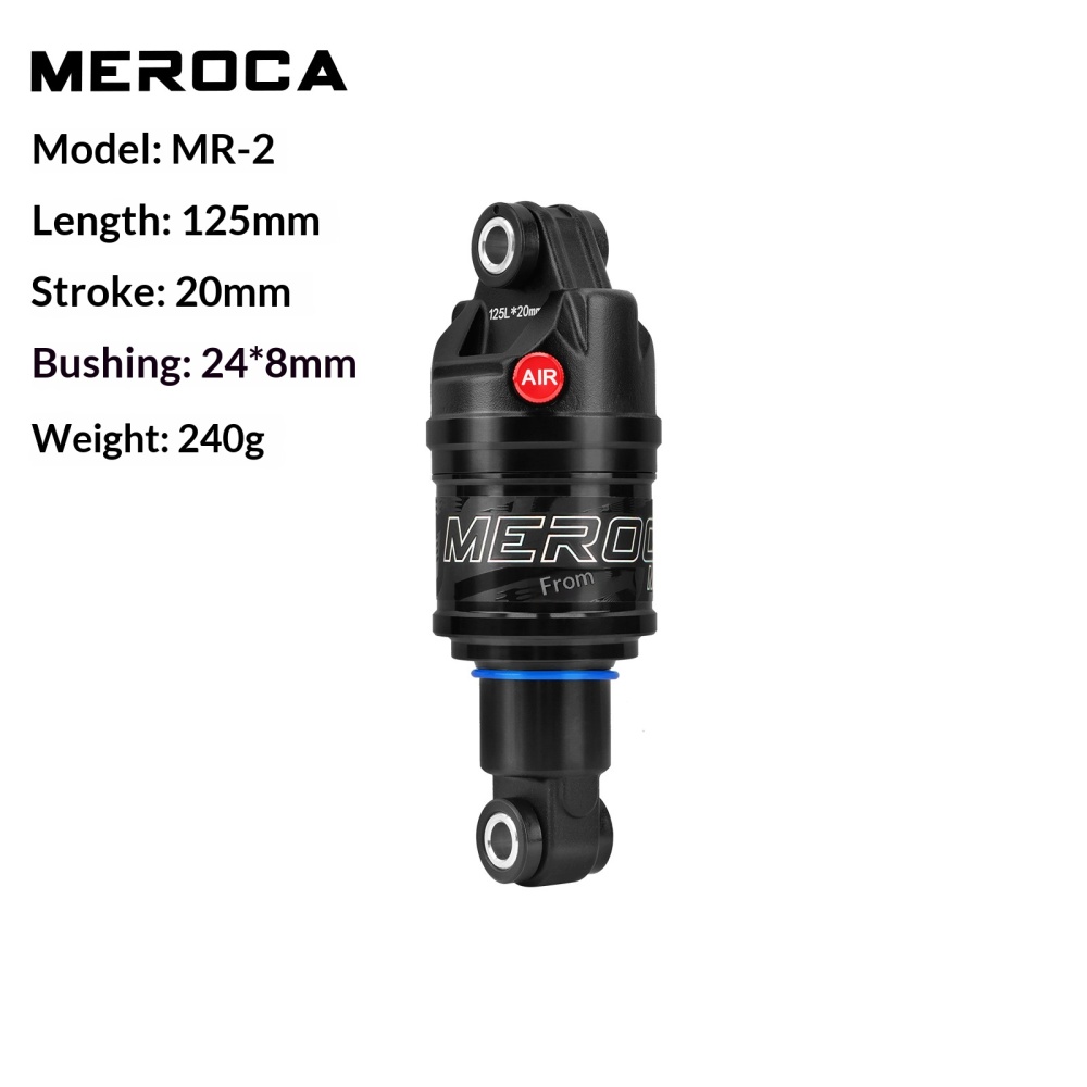 MEROCA MR-2 Air Rear Shock Absorber for MTB Full Suspension Bike, 125/150/165/190/210mm, 24mm Bushings
