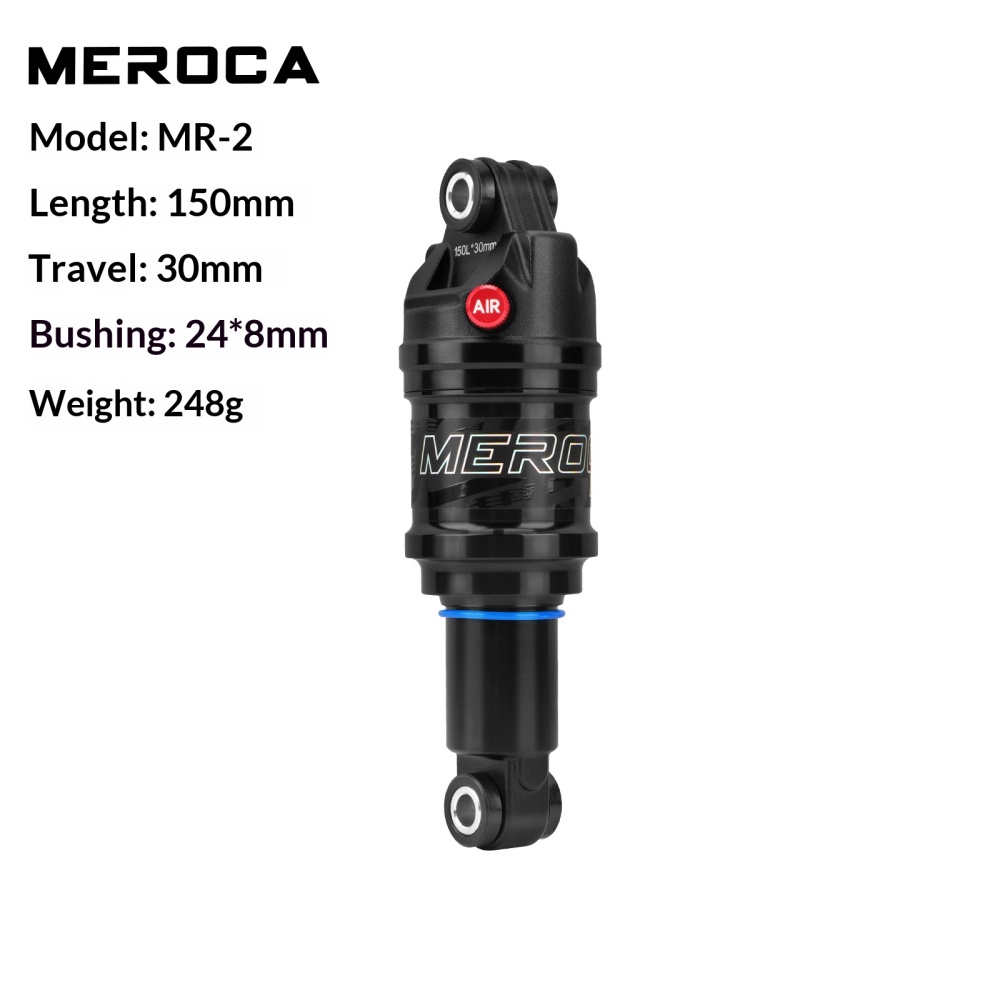 MEROCA MR-2 Air Rear Shock Absorber for MTB Full Suspension Bike, 125/150/165/190/210mm, 24mm Bushings
