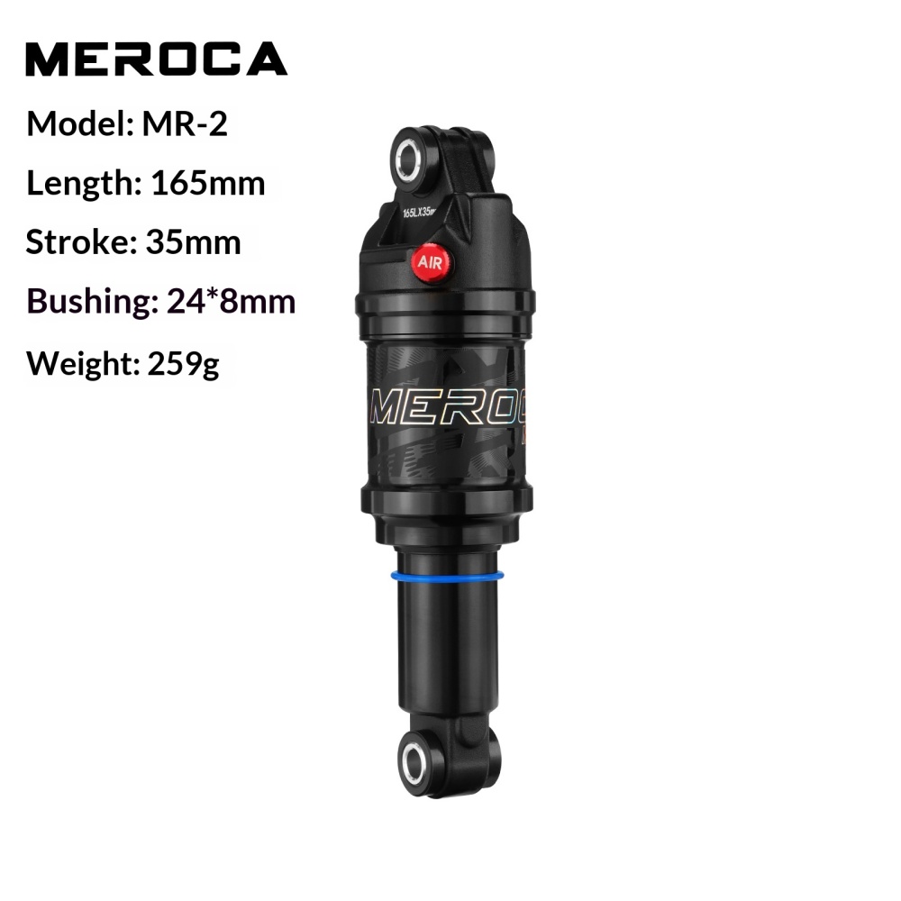MEROCA MR-2 Air Rear Shock Absorber for MTB Full Suspension Bike, 125/150/165/190/210mm, 24mm Bushings