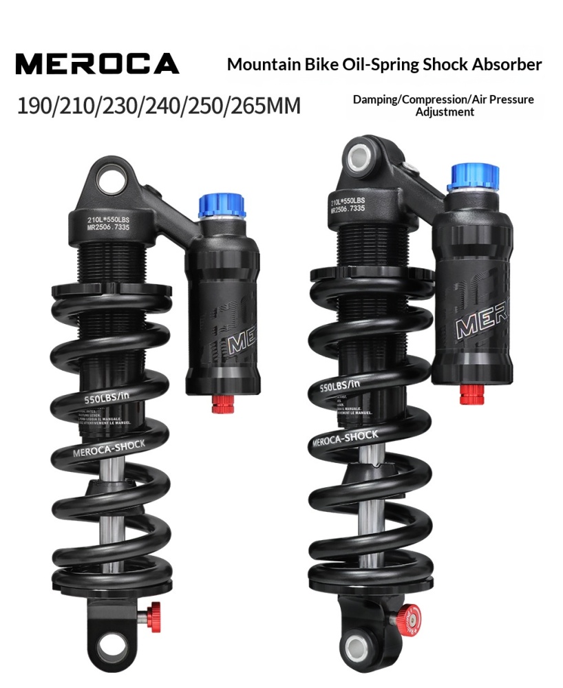 MEROCA RCT-2 Coil Rear Shock Absorber MEROCA-RCT-2 550lbs 190/210/230/240/250/265mm for MTB Soft Tail Bike