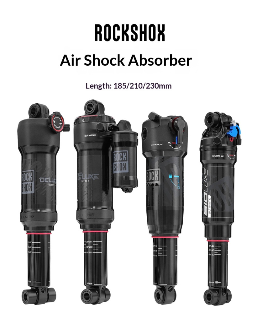 ROCKSHOX Air Rear Shock Absorber ROCKSHOX-AIR-SHOCK-5 Deluxe Select Select+ SiDLuxe 185/210/230mm for MTB Soft Tail Bike