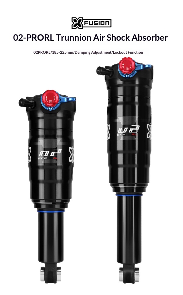 X-Fusion O2-PRO RL Trunnion Air Rear Shock O2-PRO-TRUNNION-185 Adjustable MTB Suspension 185/225mm