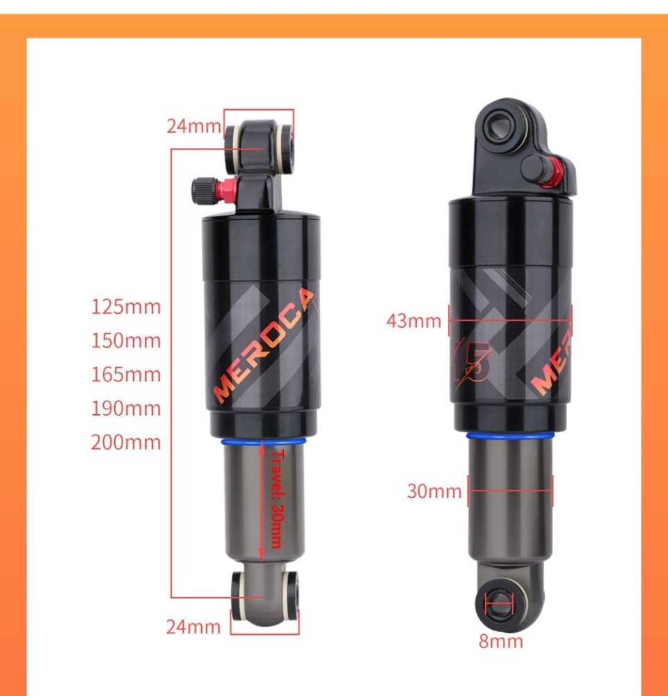 MEROCA HLT-H5 Air Rear Shock Absorber 125/150/165/190/200mm for MTB Folding Bike Scooter