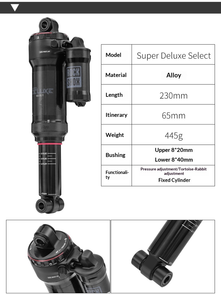 ROCKSHOX Air Rear Shock Absorber ROCKSHOX-AIR-SHOCK-5 Deluxe Select Select+ SiDLuxe 185/210/230mm for MTB Soft Tail Bike