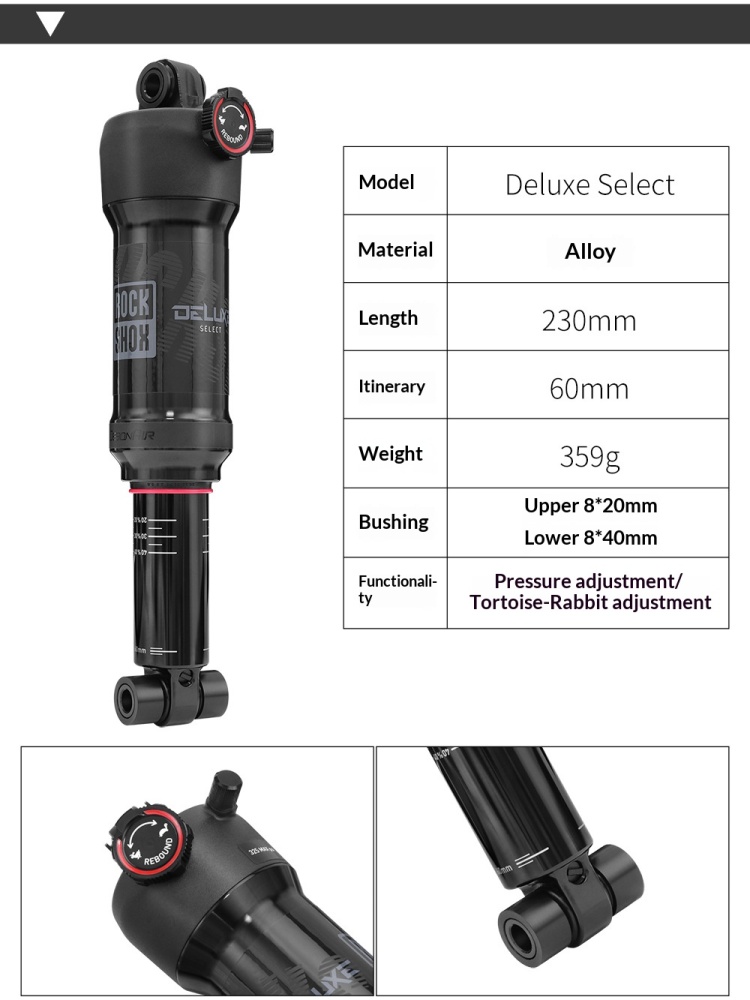 ROCKSHOX Air Rear Shock Absorber ROCKSHOX-AIR-SHOCK-5 Deluxe Select Select+ SiDLuxe 185/210/230mm for MTB Soft Tail Bike