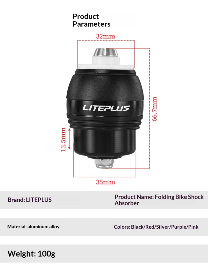 LITEPLUS SA01 Folding Bike Rear Shock Absorber LITEPLUS-SA01 Aluminum Alloy Suspension Damper for Brompton Style Bike