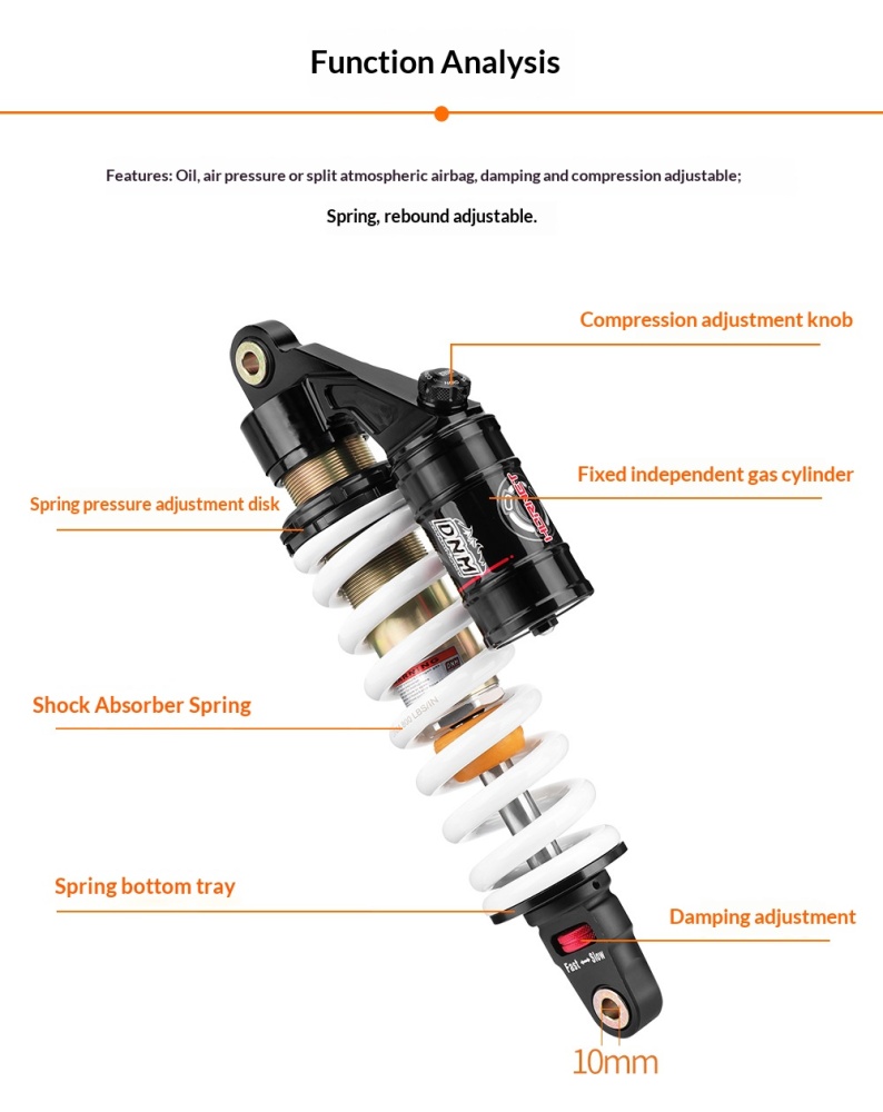 DNM Motorcycle Rear Shock Absorber DNM-MOTO-SHOCK MK-AR MK-BAG MT-RC MTG-RC Adjustable Coil Suspension