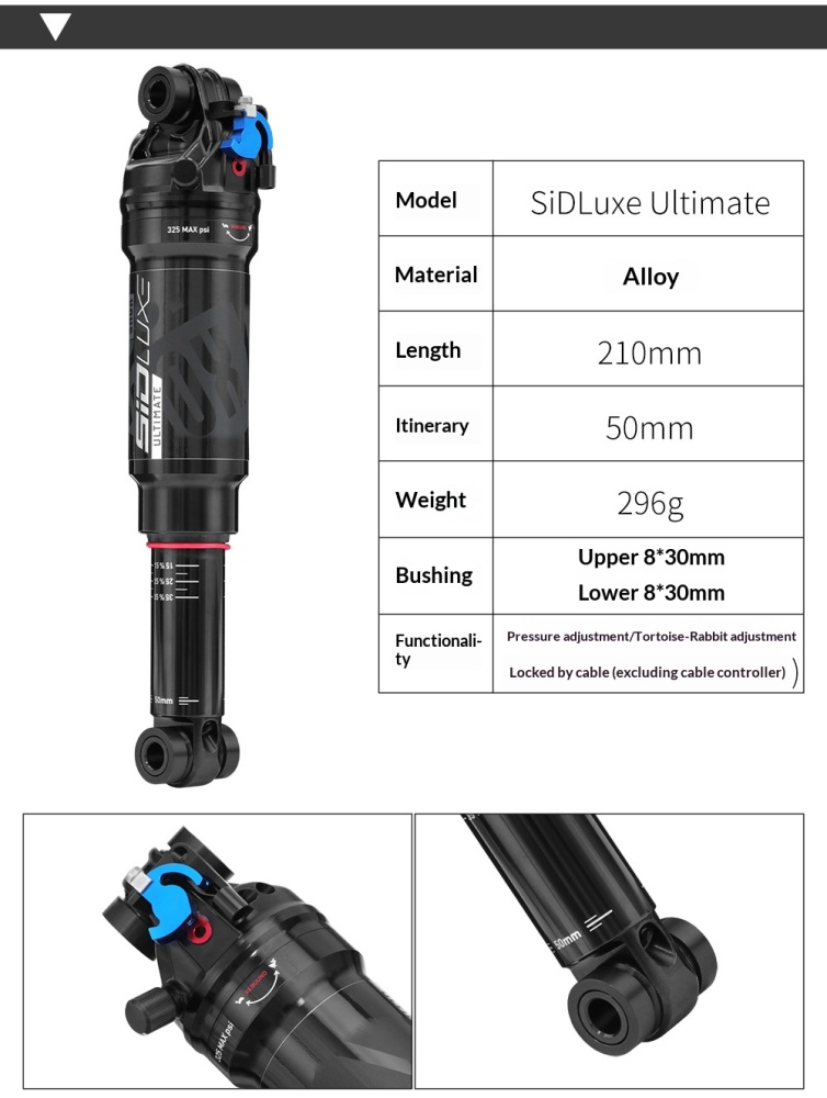 ROCKSHOX Air Rear Shock Absorber ROCKSHOX-AIR-SHOCK-5 Deluxe Select Select+ SiDLuxe 185/210/230mm for MTB Soft Tail Bike