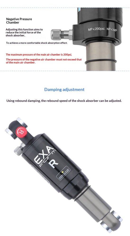 EXA Form Air Rear Shock Absorber EXA-AIR-SHOCK 588RL 582RL 562R 165/190mm for MTB Folding Bike
