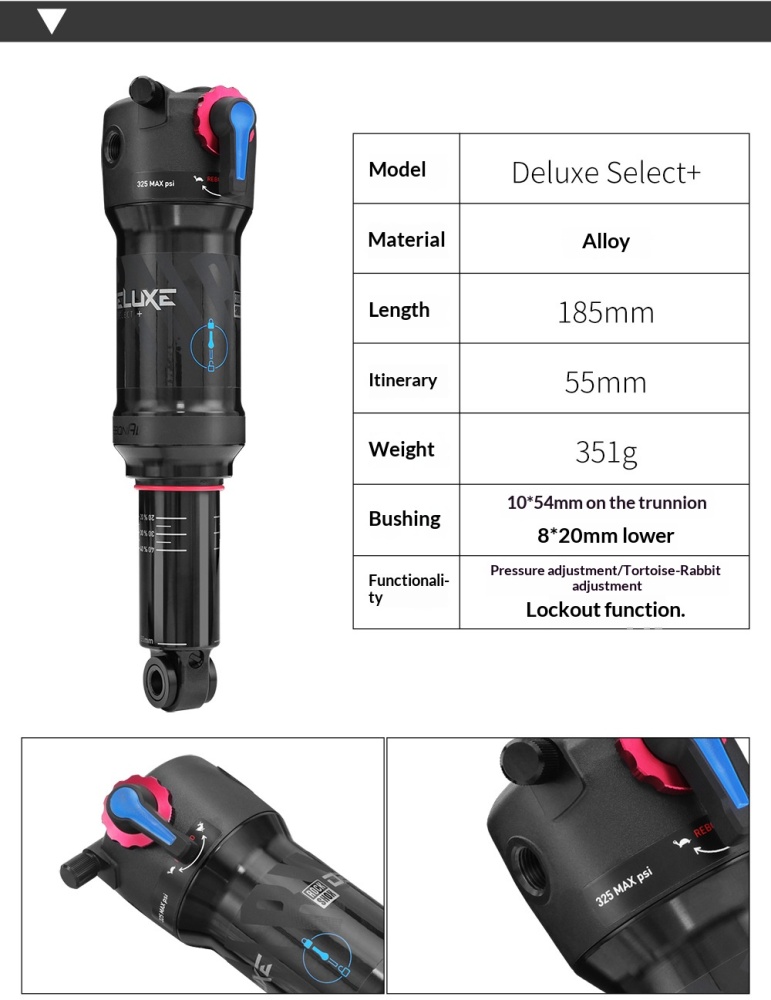ROCKSHOX Air Rear Shock Absorber ROCKSHOX-AIR-SHOCK-5 Deluxe Select Select+ SiDLuxe 185/210/230mm for MTB Soft Tail Bike