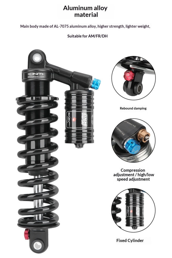 DNM RCP-2PLUS Coil Rear Shock Absorber EMOTO-RCP2PLUS-HL 265mm 450/550lbs with High Low Speed Adjustment for E-Moto Off-Road Bike