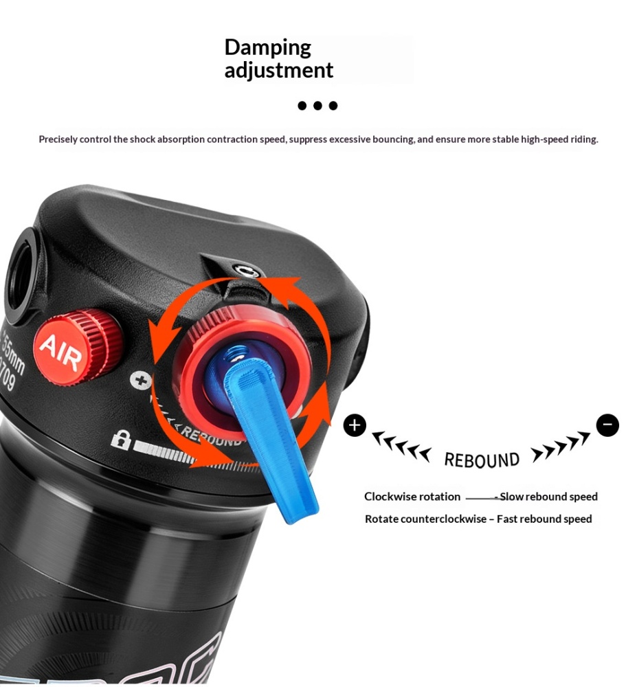 MEROCA RX-5 Trunnion Air Rear Shock 185/205mm MTB Rear Suspension with Rebound Adjustment & Lockout
