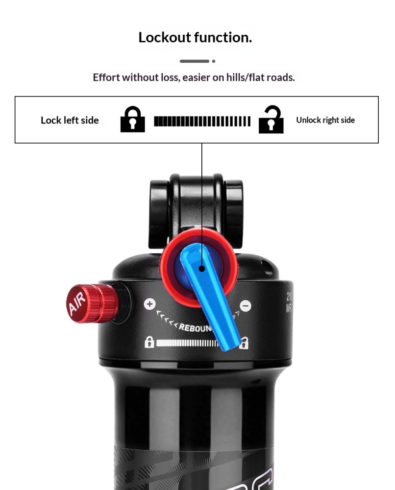 MEROCA RX-3 Air Rear Shock Absorber RX-3-AIR-SHOCK Lockout Rebound Adjustable 165/190/210mm for MTB Soft Tail Bike