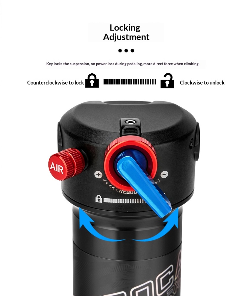 MEROCA RX-5 Trunnion Air Rear Shock 185/205mm MTB Rear Suspension with Rebound Adjustment & Lockout