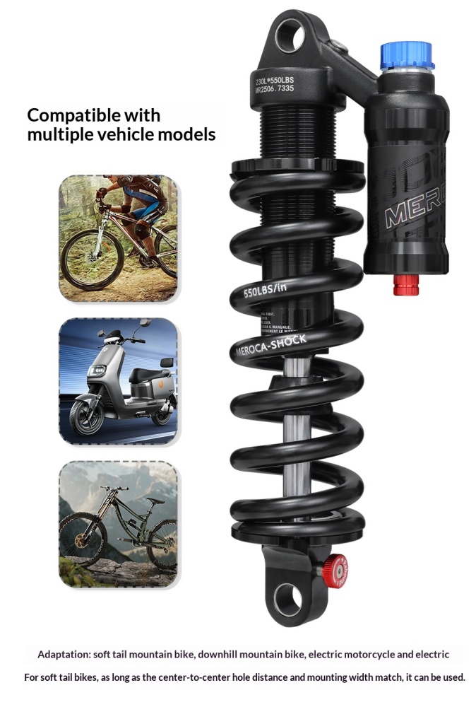 MEROCA RCT-2 Coil Rear Shock Absorber MEROCA-RCT-2 550lbs 190/210/230/240/250/265mm for MTB Soft Tail Bike
