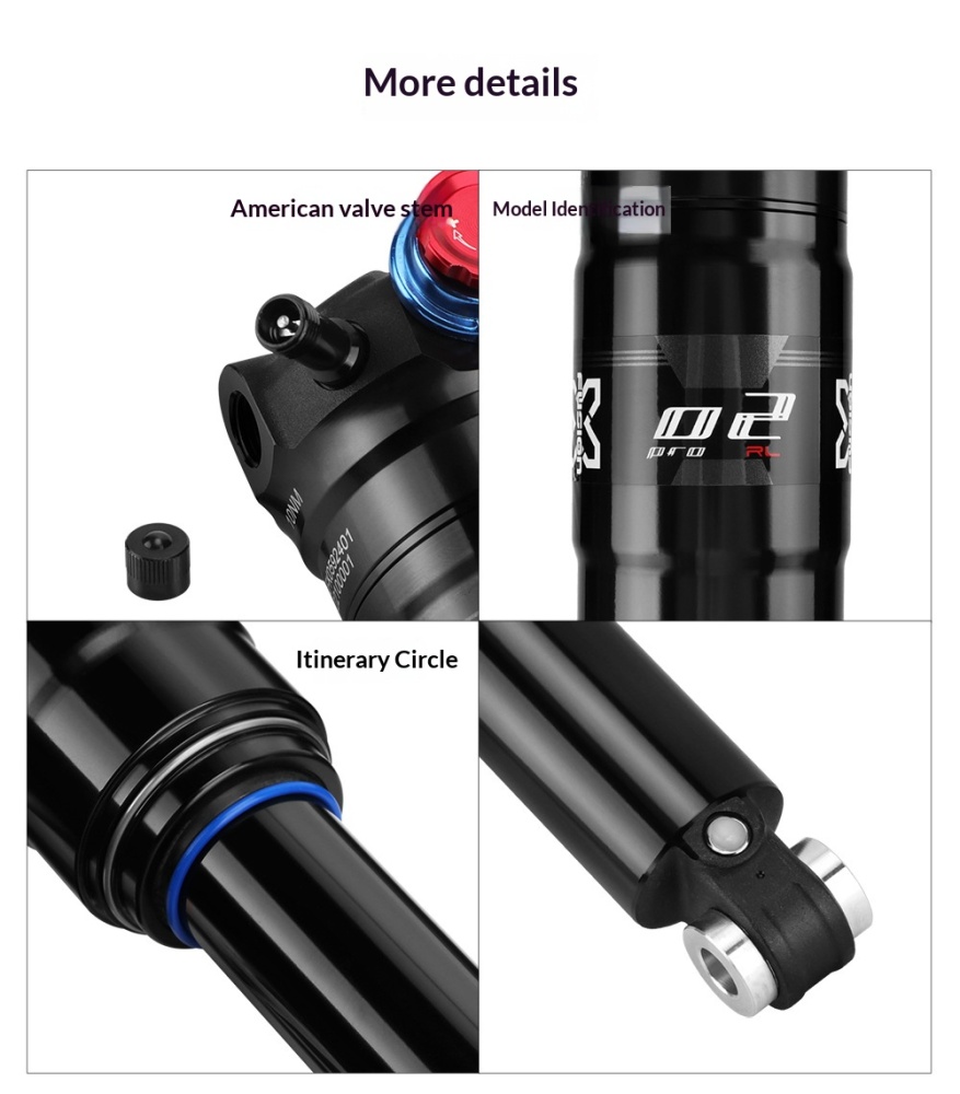 X-Fusion O2-PRO RL Trunnion Air Rear Shock O2-PRO-TRUNNION-185 Adjustable MTB Suspension 185/225mm
