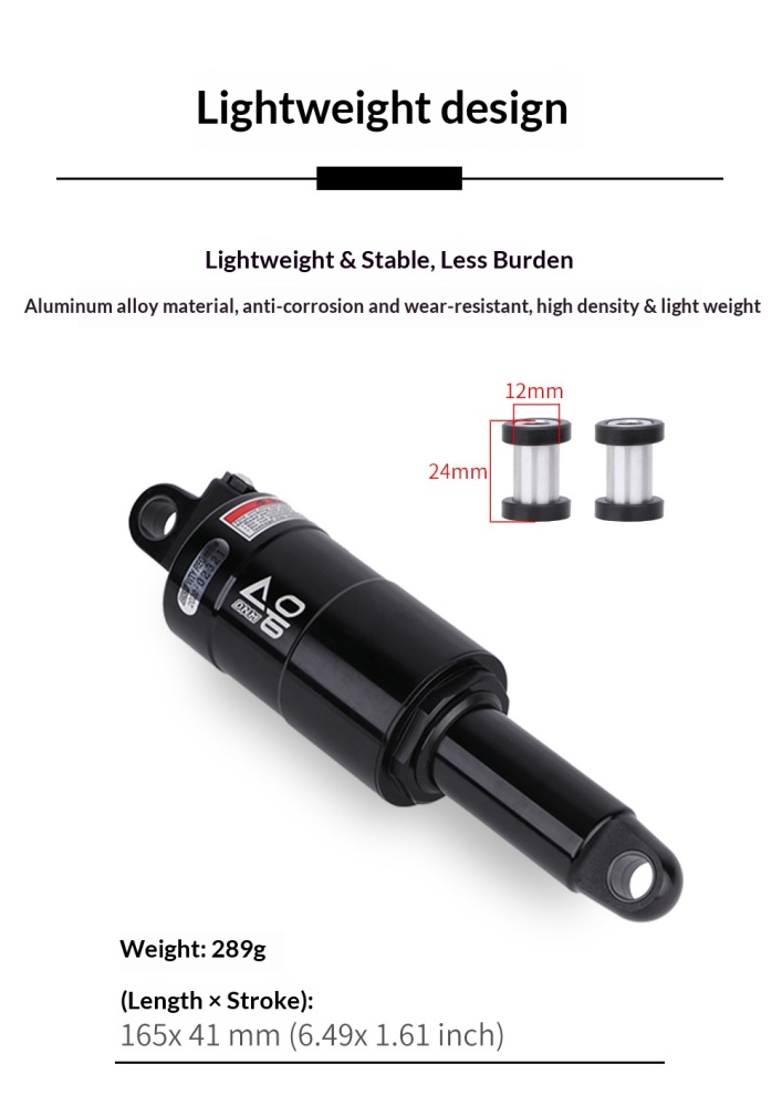 DNM AO-6 Air Rear Shock Absorber 100/125/150/165mm for Folding Bike Scooter MTB