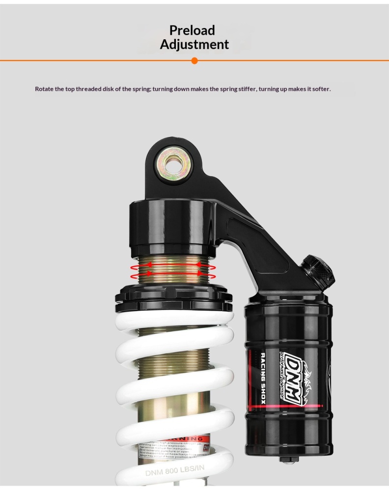 DNM Motorcycle Rear Shock Absorber DNM-MOTO-SHOCK MK-AR MK-BAG MT-RC MTG-RC Adjustable Coil Suspension