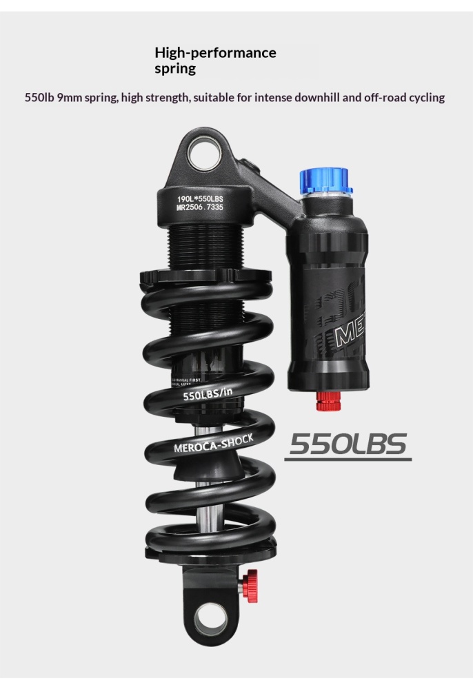 MEROCA RCT-2 Coil Rear Shock Absorber MEROCA-RCT-2 550lbs 190/210/230/240/250/265mm for MTB Soft Tail Bike