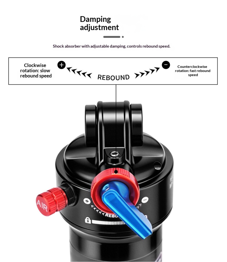 MEROCA RX-3 Air Rear Shock Absorber RX-3-AIR-SHOCK Lockout Rebound Adjustable 165/190/210mm for MTB Soft Tail Bike