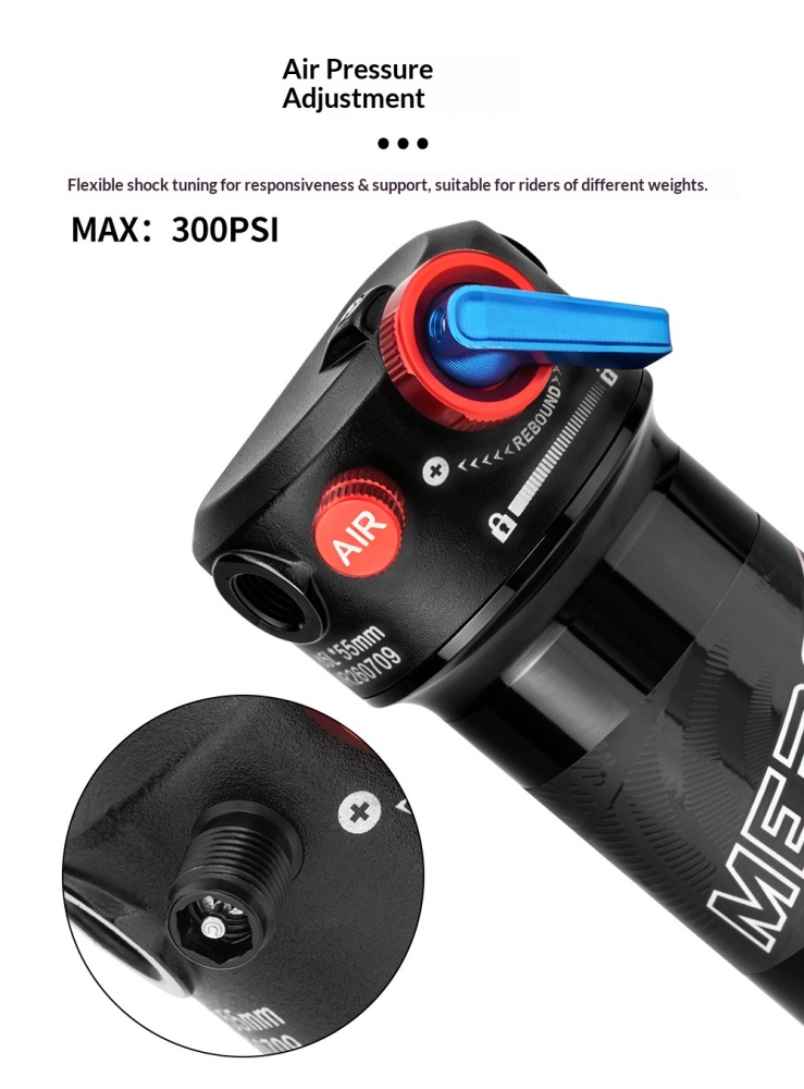 MEROCA RX-5 Trunnion Air Rear Shock 185/205mm MTB Rear Suspension with Rebound Adjustment & Lockout