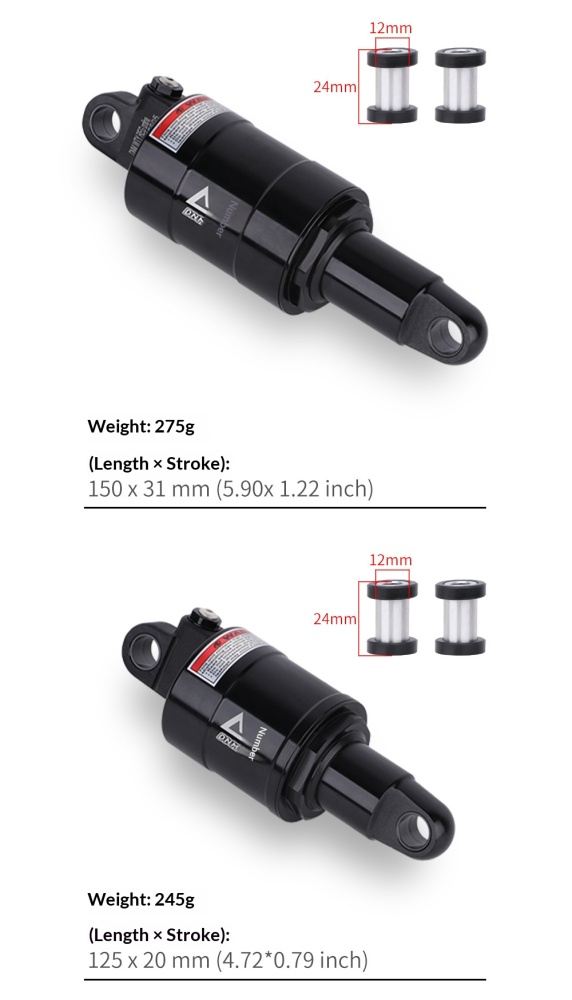 DNM AO-6 Air Rear Shock Absorber 100/125/150/165mm for Folding Bike Scooter MTB