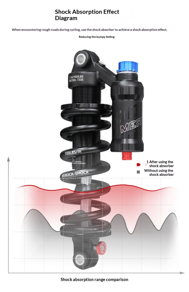MEROCA RCT-2 Coil Rear Shock Absorber MEROCA-RCT-2 550lbs 190/210/230/240/250/265mm for MTB Soft Tail Bike
