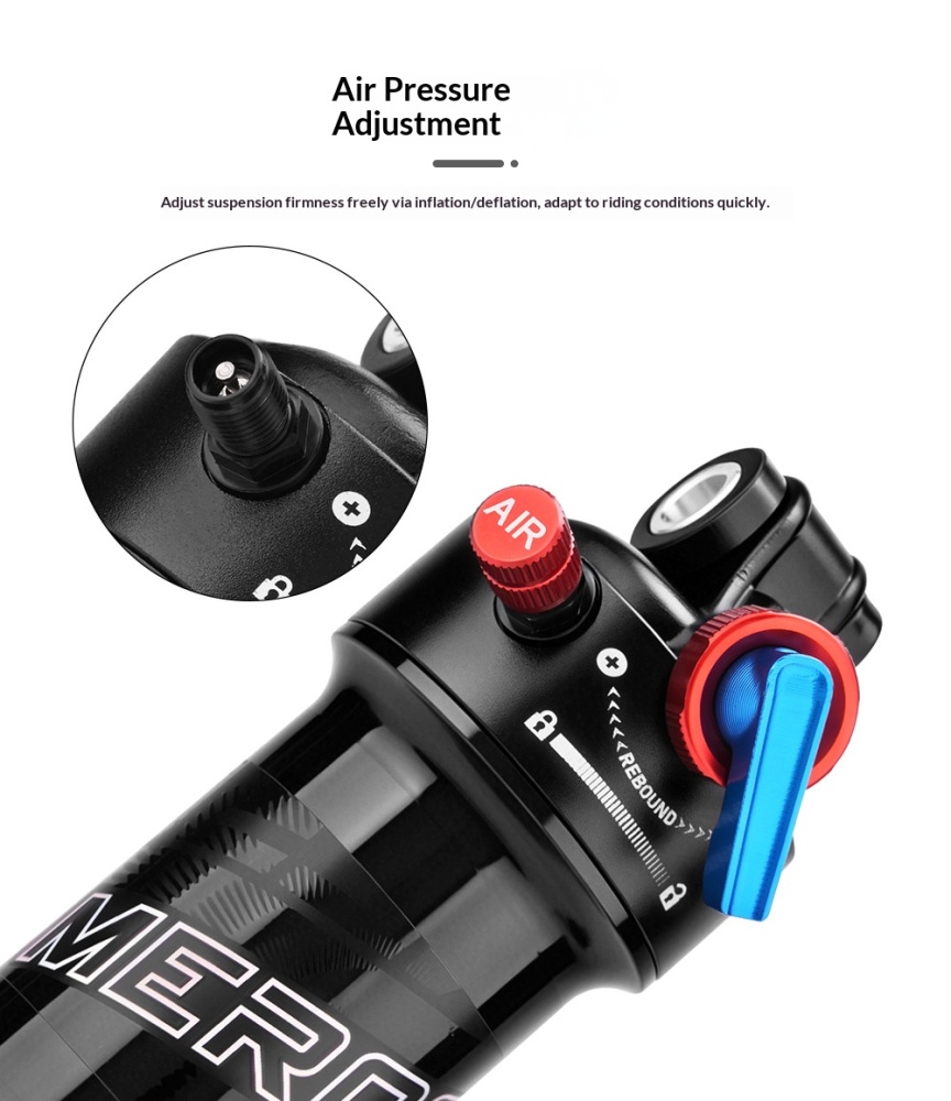 MEROCA RX-3 Air Rear Shock Absorber RX-3-AIR-SHOCK Lockout Rebound Adjustable 165/190/210mm for MTB Soft Tail Bike