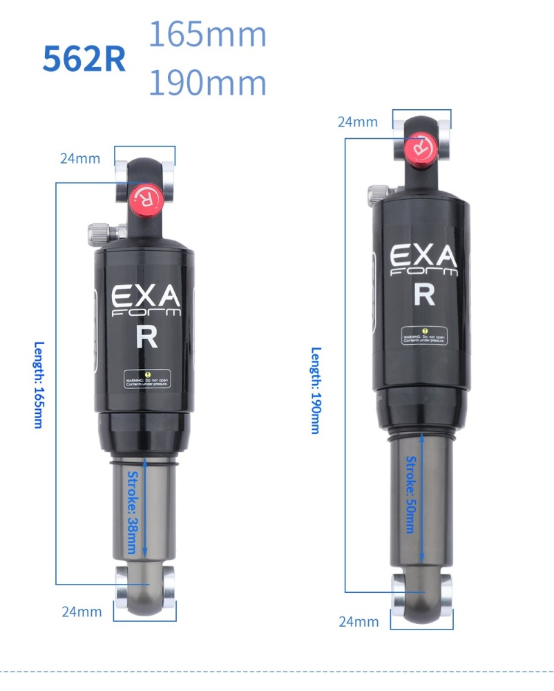 EXA Form Air Rear Shock Absorber EXA-AIR-SHOCK 588RL 582RL 562R 165/190mm for MTB Folding Bike
