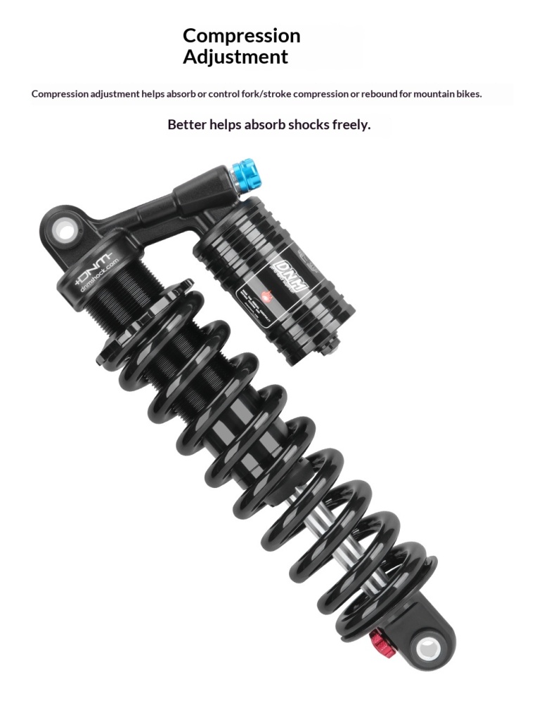 DNM RCP-2PLUS Coil Rear Shock Absorber EMOTO-RCP2PLUS-HL 265mm 450/550lbs with High Low Speed Adjustment for E-Moto Off-Road Bike