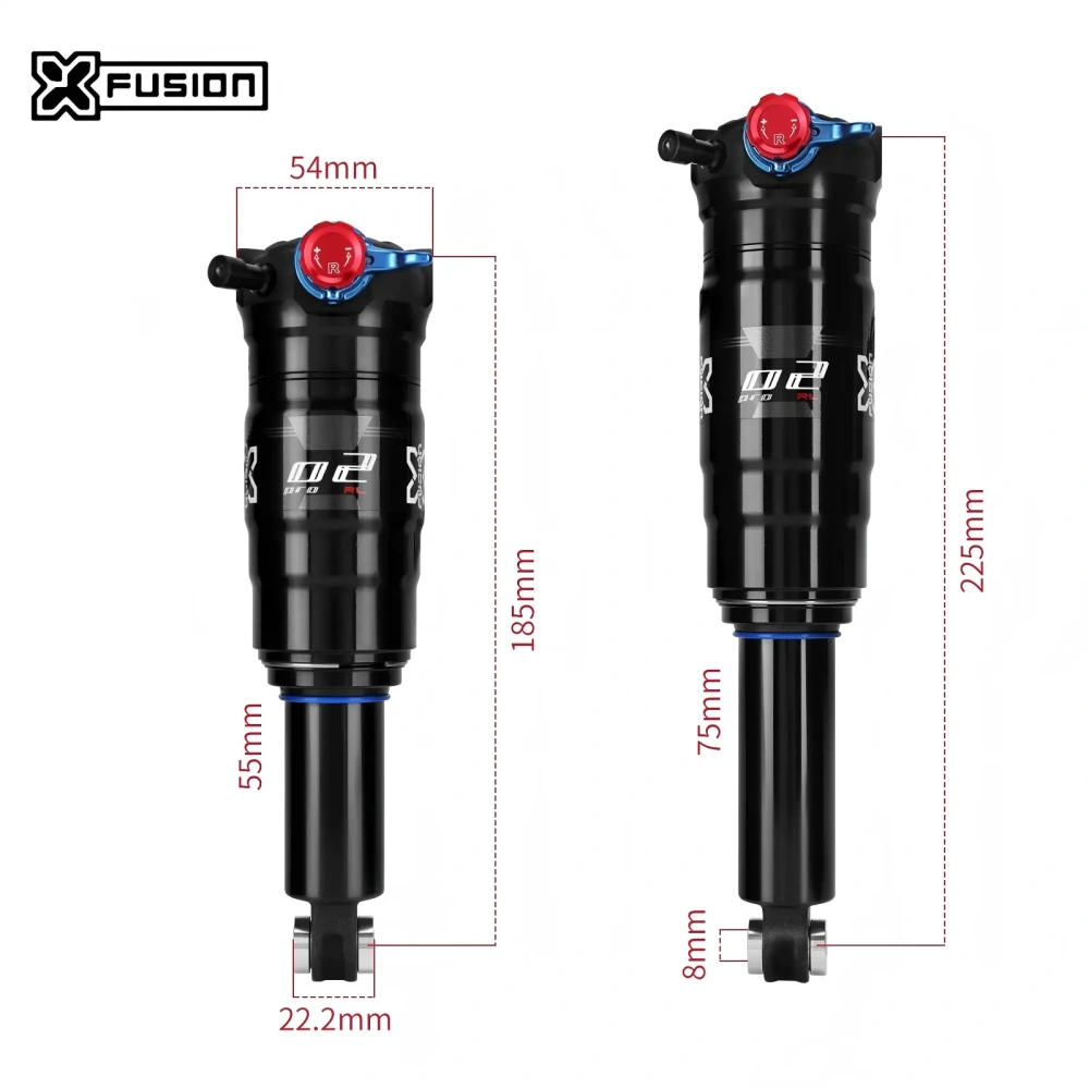 X-Fusion O2-PRO RL Trunnion Air Rear Shock O2-PRO-TRUNNION-185 Adjustable MTB Suspension 185/225mm