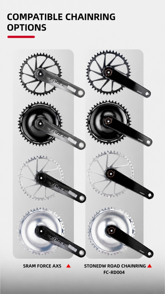STONE Chainring Direct Mount 8 bolts 6.5mm offset Narrow Wide Single Chainring 36T-46T for SRAM DUB WIDE Road/Gravel Crankset AXS Flattop & Shimano KMC Chain