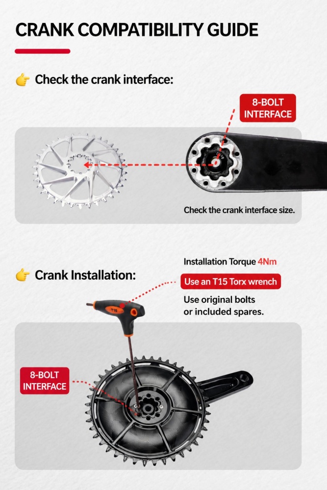 STONE Chainring Direct Mount 8 bolts 6.5mm offset Narrow Wide Single Chainring 36T-46T for SRAM DUB WIDE Road/Gravel Crankset AXS Flattop & Shimano KMC Chain