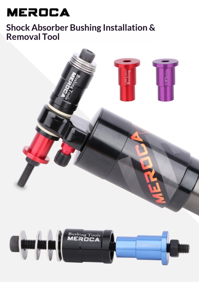 MEROCA Rear Shock Bushing Removal Installation Tool, Aluminum Alloy MTB DU Bushing Press Tool, Item No. Bushing-Removal-Tool