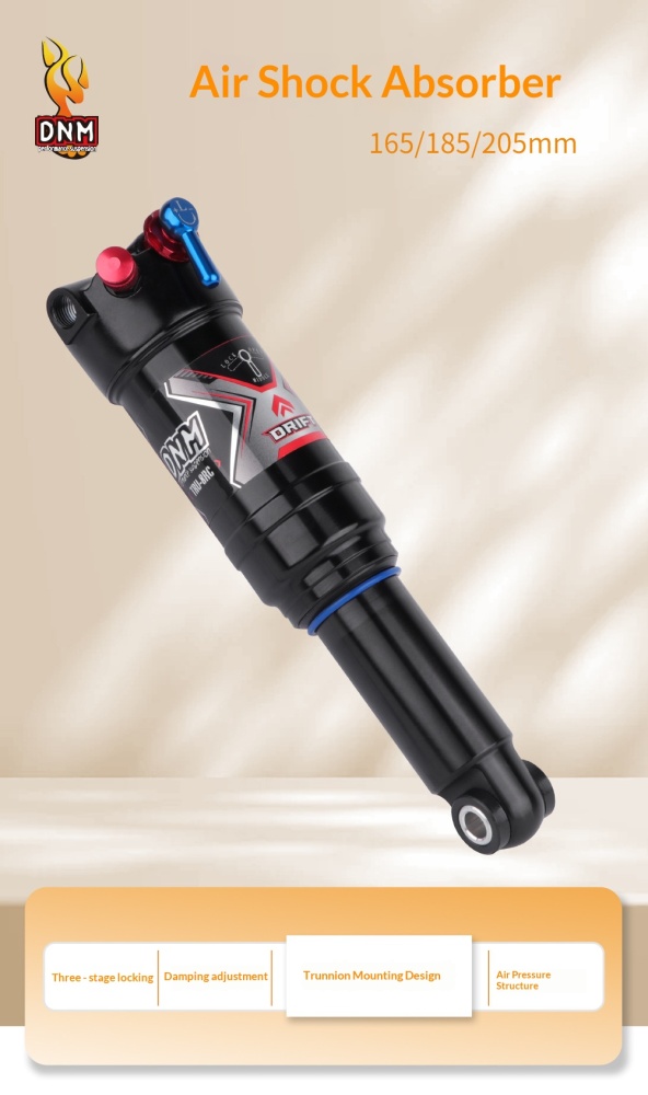 DNM TRU-8RC Air Rear Shock Absorber Trunnion Mount Bike Suspension 3-Step Lockout Rebound Adjustable