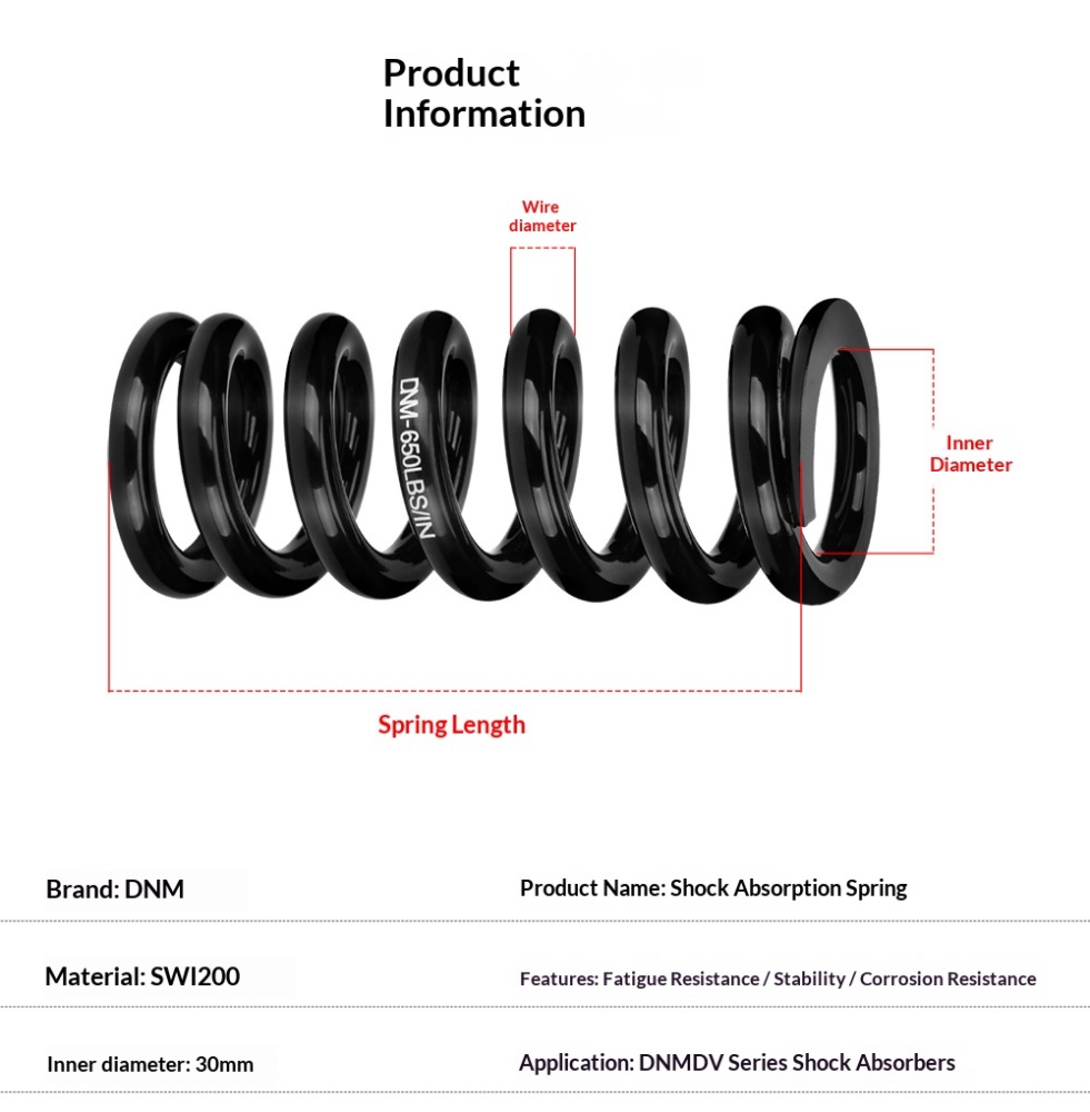 DNM-DV-SPRING 30mm ID Rear Shock Coil Spring for DNM DV22AR / KS 291R / 260, 350-1000 lbs/in